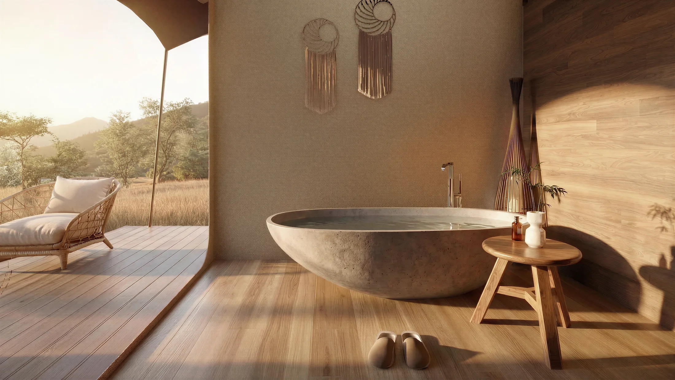 Bathtub and private patio space