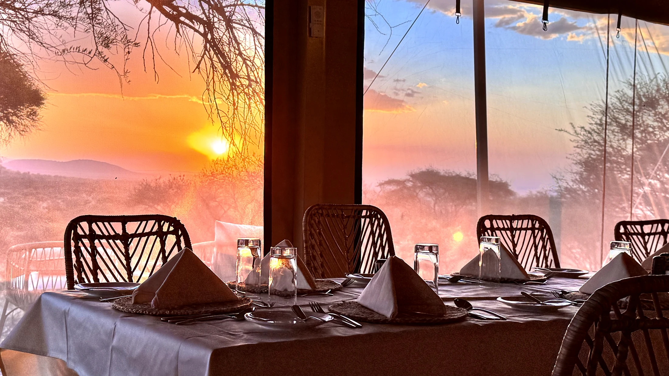 Dinner table at sunset